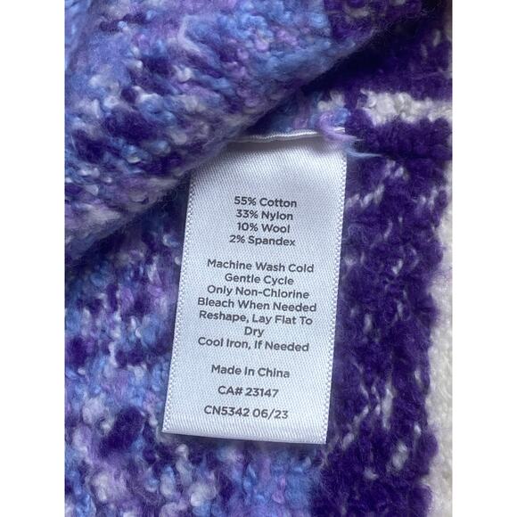Talbots Fair Isle Purple Cream Zig Zag Wool Blend Sweater Warm Size Petite Small - Picture 10 of 10